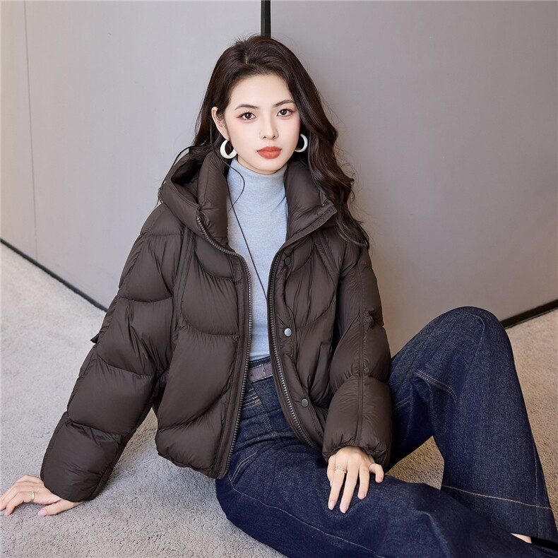 短款连帽羽绒服女2025年冬季新款小个子百搭面包服白鸭绒外套,女装羽绒服,阿舍尔精品