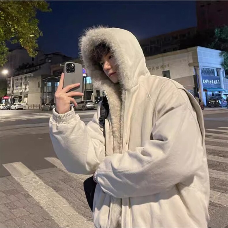 现货高品质美式高街冬季重磅硬挺短款座山雕毛领棉衣男女加厚外套，男装棉衣，电商A486