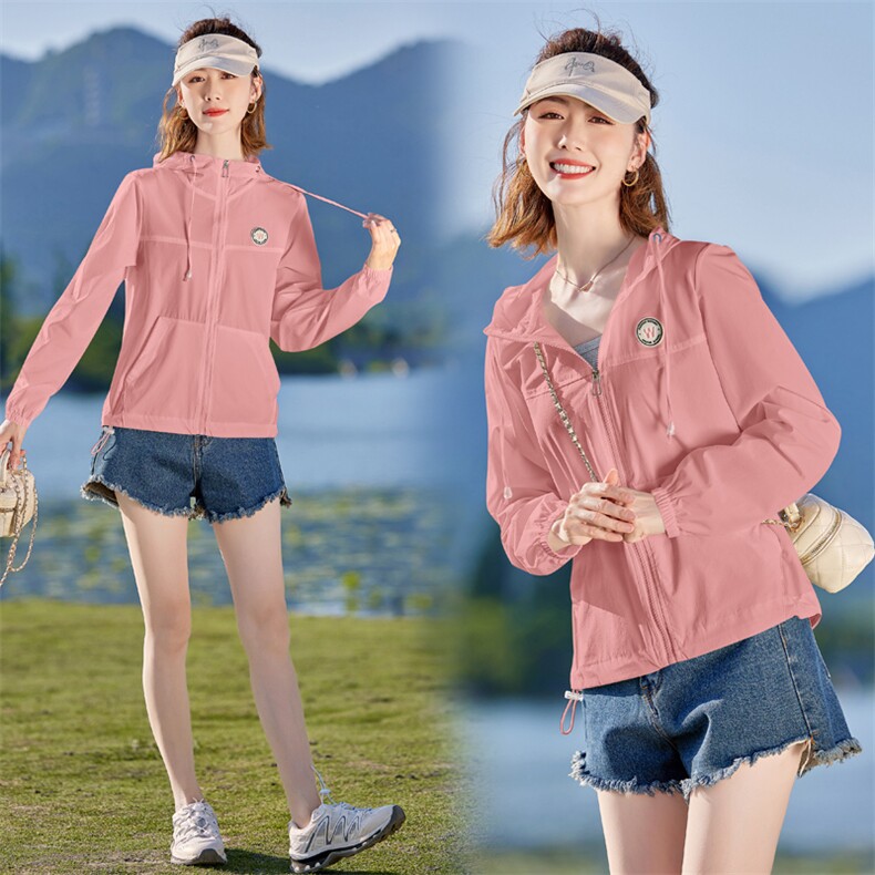 休闲冰丝防晒衣女2025夏季新款连帽透气开衫户外防晒服凉感薄外套,女装防晒衣,以桐