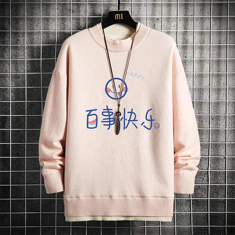 控78假两件毛衣男大码加绒针织衫男毛线衣M80183-P55加绒P70,男装针织衫/毛衣,电商A040A