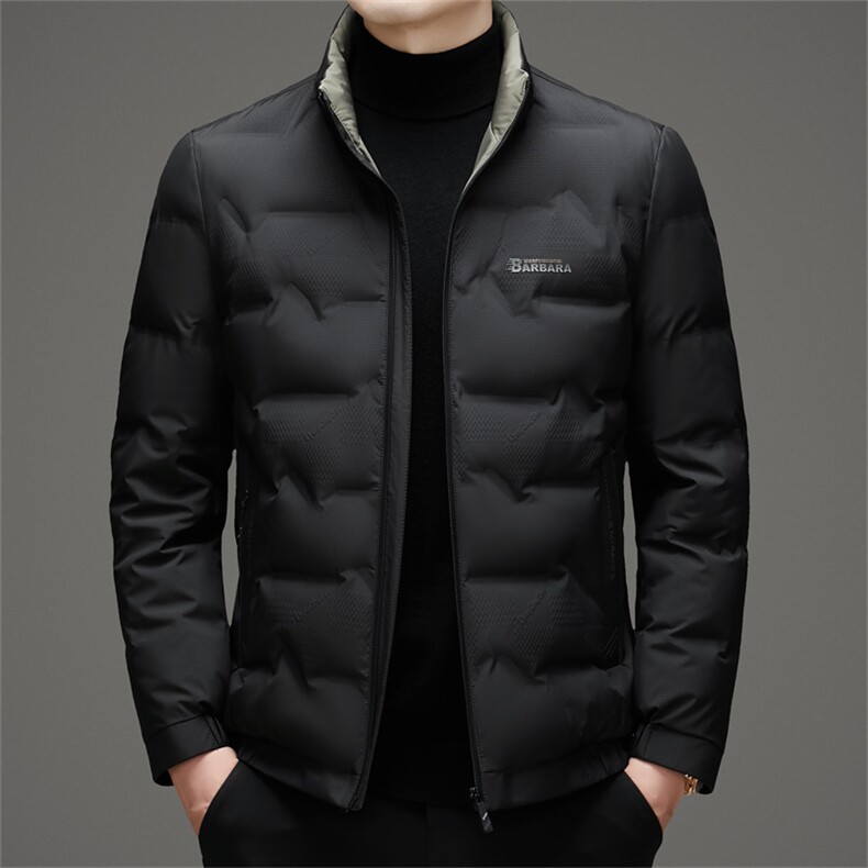 秋冬季男士白鸭绒羽绒服轻薄保暖商务品质立领外套休闲简约男装图片