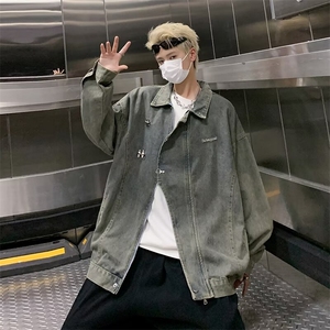高级感飞机扣牛仔外套男士春秋季潮牌痞帅复古青少年学生夹克图片