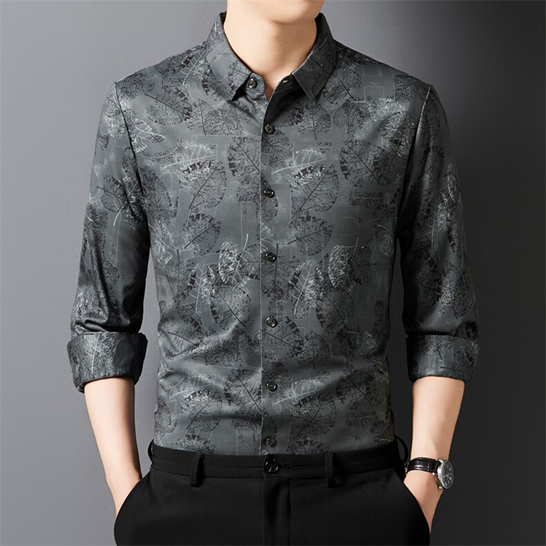 OSX-Y22721秋季男士新款长袖衬衣青年修身尖领衬衫休闲，男装衬衫，电商B360