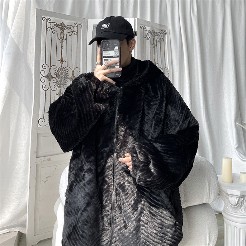 连帽毛绒棉衣男宽松棉服外套KD462-P120,男装棉衣,电商D312-1