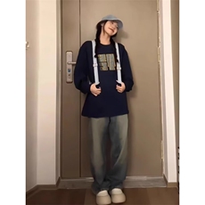 Q0113-P45美式基础款圆领卫衣春秋宽松百搭上衣，男装卫衣，星座617A-2