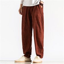2021春秋季新款男装棉麻风提花宽松小脚休闲裤白墙风灰，男装休闲裤，电商B277(原6028)
