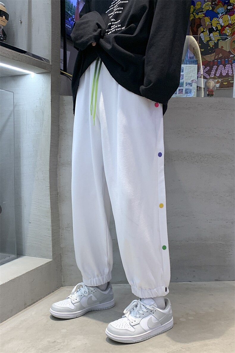 休闲裤男秋韩版排扣阔腿裤港风潮牌宽松束脚卫裤A125-DK911-P50,男装休闲裤,电商A071