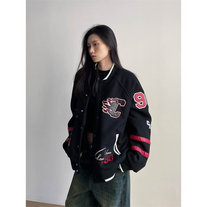 W9134-P78网图现货春季新款美式复古刺绣棒球服外套宽松夹克,男装夹克,星座1608-2