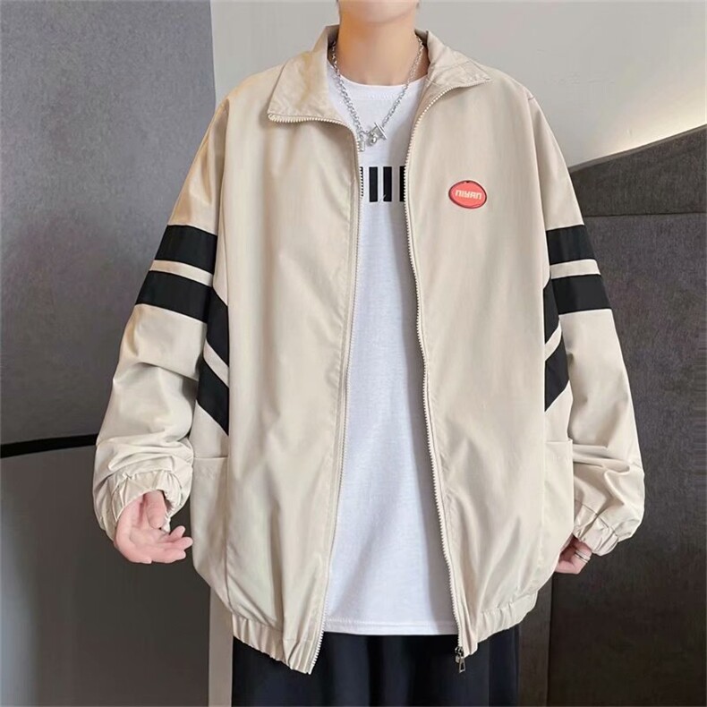 休闲宽松百搭外套嘻哈新款潮牌男条纹撞色夹克棒球服W1447-P48,男装夹克,星座512-2
