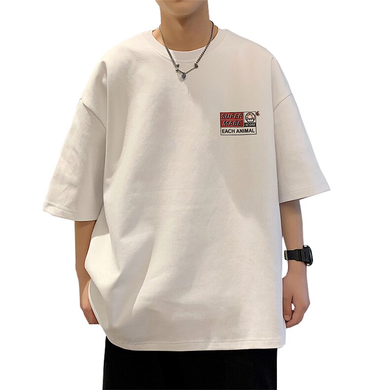 麂皮绒圆领短袖t恤男士休闲新款潮流宽松青少年上衣服A409-1,男装T恤,电商A409-1