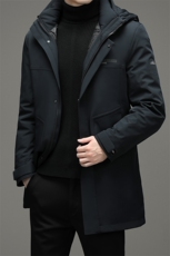 男士可脱卸帽内胆羽绒服冬季中长款加厚男装中年保暖灰羽绒外套，男装羽绒服，电商B212（原钱塘6029）