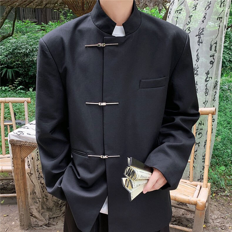 新中式金属搭扣设计西服男大码情侣西装男外套XF77858P85控128图片