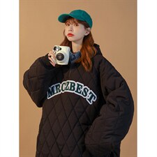 MY038-P135 连帽套头棉衣刺绣菱形格棉服中性控155图片