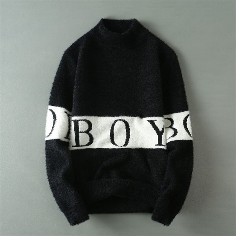新款休闲水貂绒套头保暖潮男半高领毛衣男士针织衫FD-boyP43,男装针织衫/毛衣,星座306A