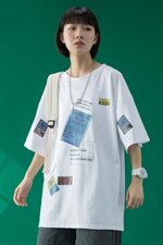 @蓝底中性风2023春夏新款纯棉短袖T恤男女潮流半袖体恤T336P28，男装T恤，电商B220