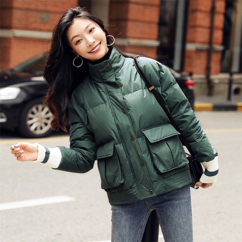 时尚保暖女士羽绒服冬季新款休闲百搭可拆卸围脖设计显瘦修身短款外套,女装羽绒服,阿舍尔精品