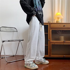 灰色卫裤男士直筒休闲美式裤子ins高街潮牌宽松运动长裤NB33-P30，男装休闲裤，星座1008-1