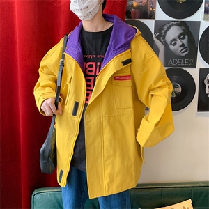 2021春秋季复古盐系炸街外套男宽松连帽潮韩版潮流上衣 W1530-P55图片