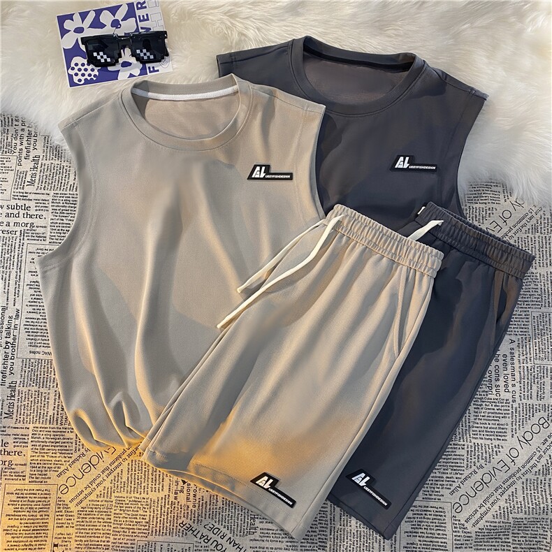 青少年运动款冰丝套装舒适超薄休闲百搭抗皱速干TZ81-特批68，男装休闲套装，星座718