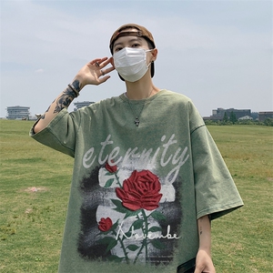 水洗做旧短袖美式复古重磅大码潮牌朋克暗黑T恤xz301B-JB5257-P35图片