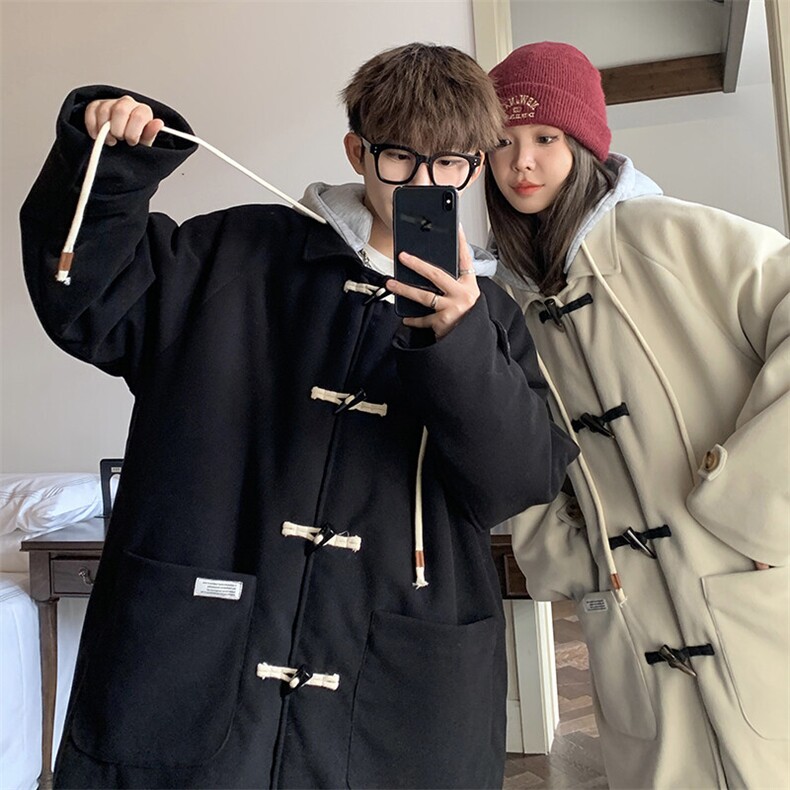 1港风情侣牛角扣加棉呢大衣男可拆卸帽外套男FY8716P138控188，男装毛呢大衣，星座226-2