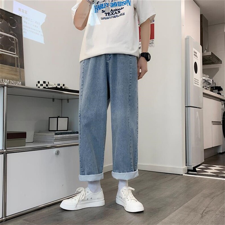 港风2026春夏新款宽松直筒牛仔裤男潮流百搭K566-P45,男装牛仔裤,电商A221A