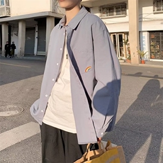 衬衫男港风潮流纯色痞子帅气2024春夏季新款ins宽松外套CY084-P30，男装衬衫，星座412