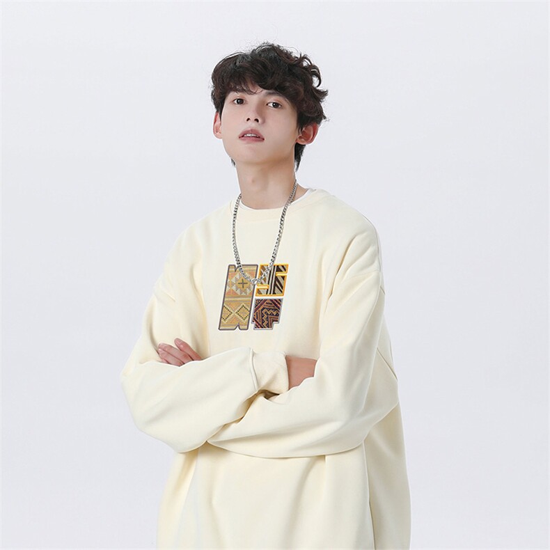 抖音品质秋季新款仿棉圆领卫衣wycm3888-特批28控49,男装卫衣,星座605(原A050)