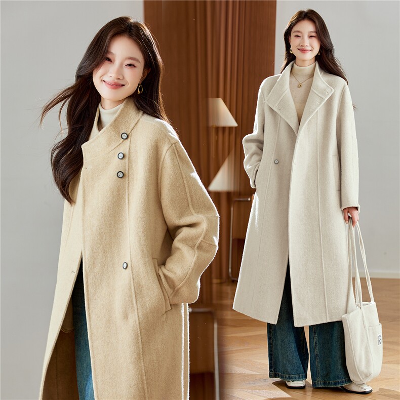 长款通勤时尚大气双面羊毛大衣，女装羊绒大衣，衣佳和