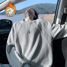 重磅380g华棉圆领拼接保暖银狐绒宽松卫衣男W5127J加绒-特P40控78，男装棉衣，电商A001