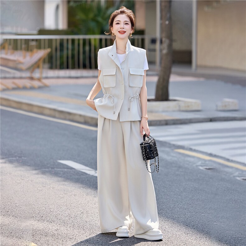 时尚套装女2026夏新款高级感气质轻熟风洋气马甲休闲阔腿裤三件套,女装套装/套裙,艾仟回(原伊仟回)
