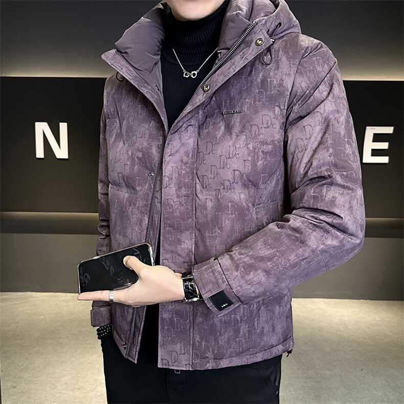 标50绒2025新款面料染彩现代男士连帽羽绒服外套9928P175，男装羽绒服，电商A225