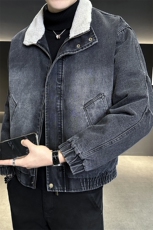 M-3XL9566-P175羊羔毛加绒加厚渐变色牛仔外套男，男装工装外套，电商B321-1