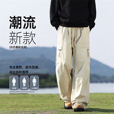 美式酷飒风工装裤新款宽松直筒阔腿潮牌裤子简约K02539-P65，男装工装外套，星座308B-2