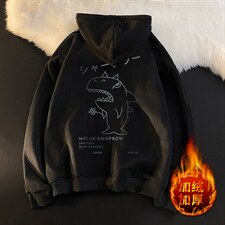 WY2092-P35 加绒款-P40 纯棉连帽卫衣男大码运动帽衫宽松薄外套男图片