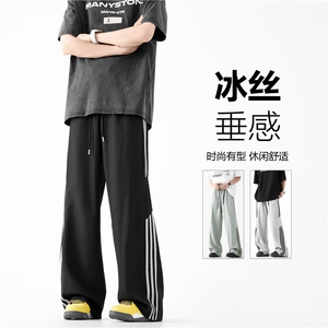 抖音品质夏季新款潮流薄款三条杠宽松长裤B315-K24164-特p35控68图片