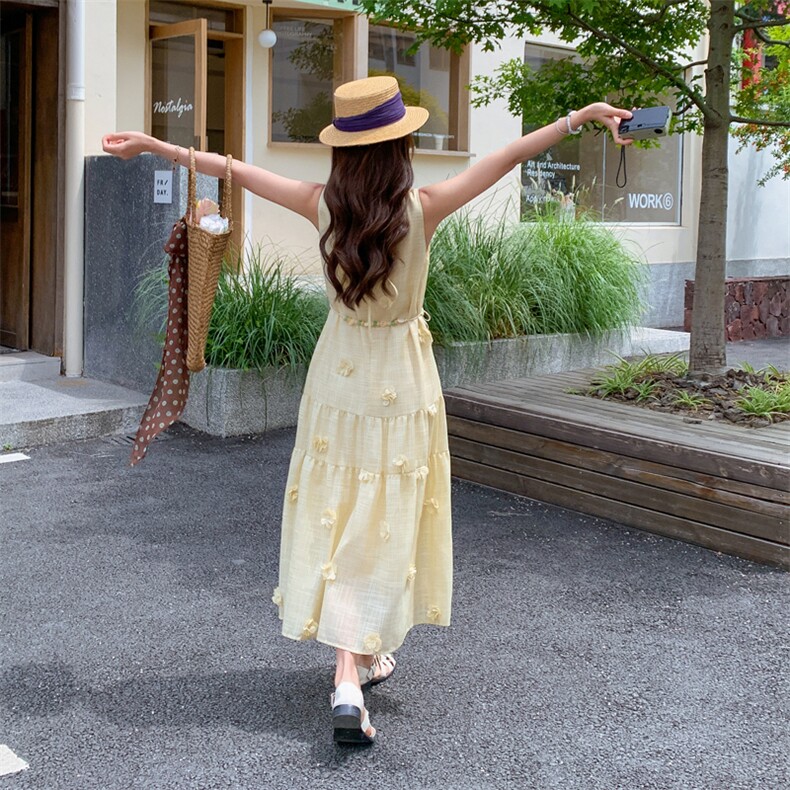 26夏季新款气质温柔风海边法式立体花朵连衣裙182A8637P155K23,女装连衣裙,浙宝182A