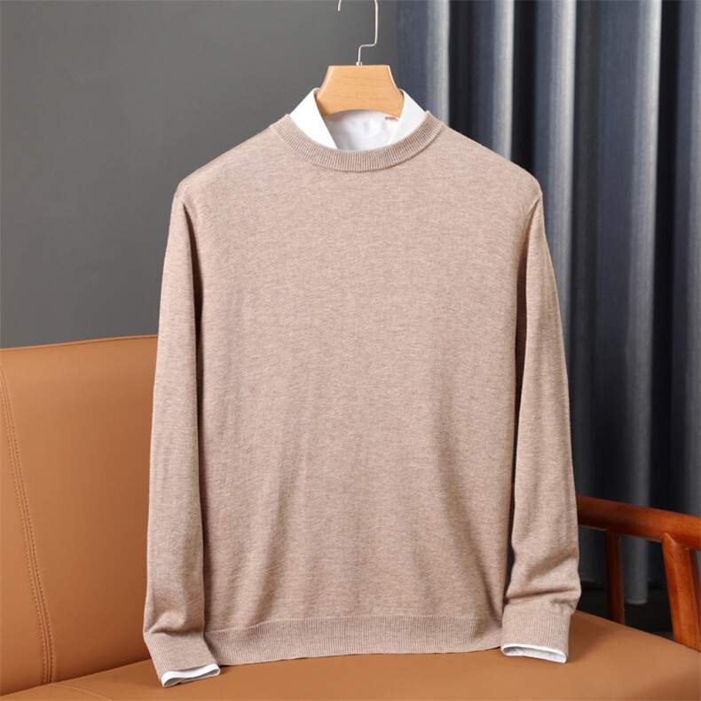 秋冬羊毛衫男V领打底宽松针织圆领毛衣男士休闲反季衫，男装针织衫/毛衣，唯若美羊绒