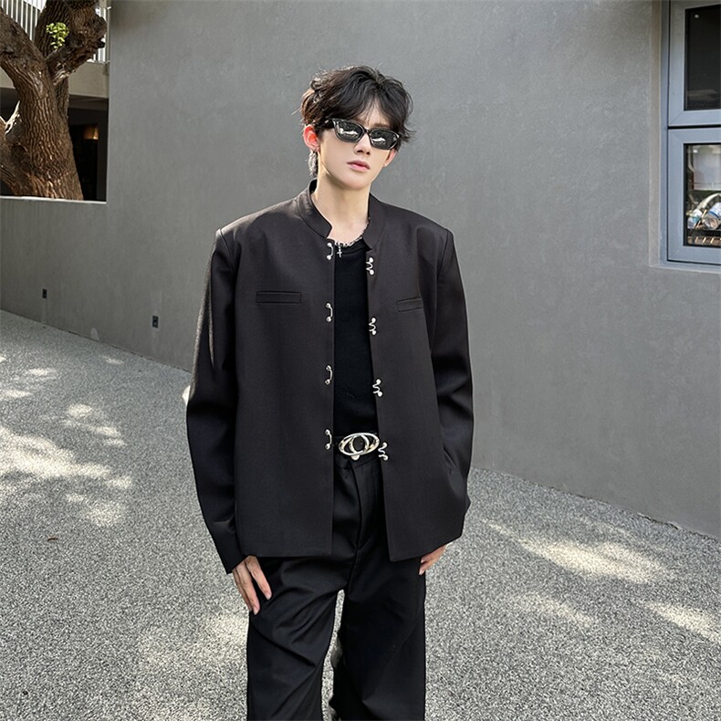 现货小立领扣子设计款纯色百搭休闲外套小西装A071-3329-P98,男装西服套装,电商A071
