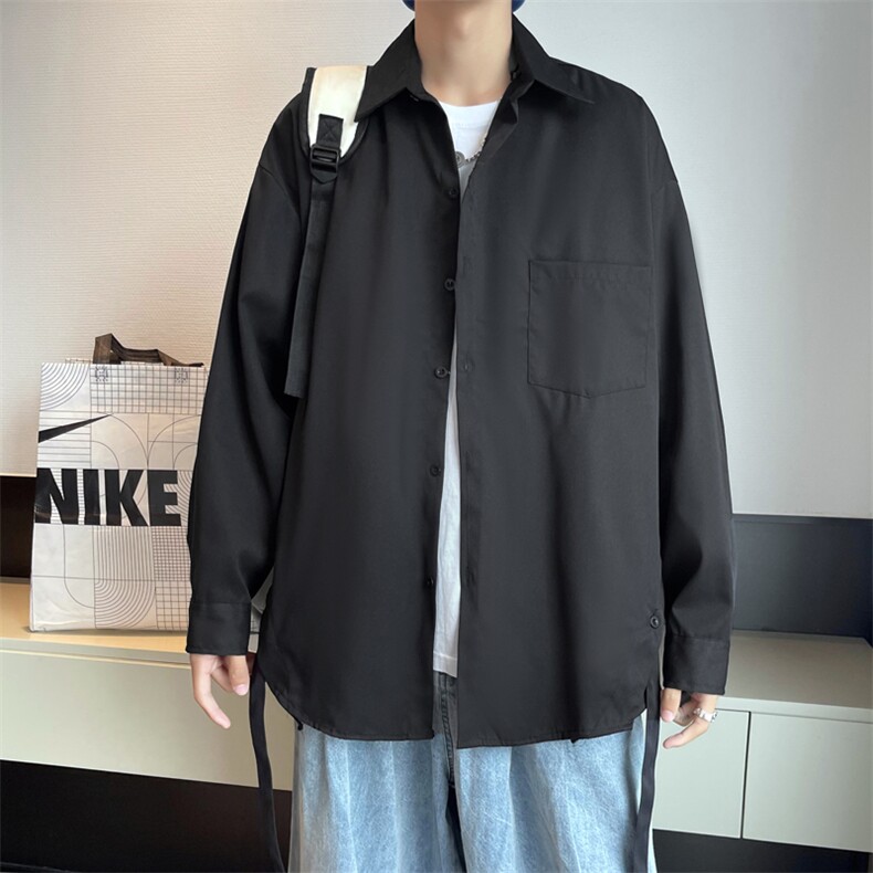 慵懒冷淡风长袖衬衫男oversize宽松休闲衬衣2023新款CS061-P43,男装衬衫,星座308B-1