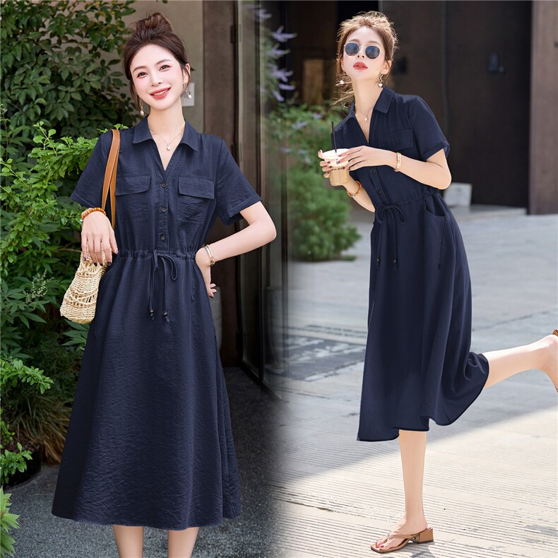 气质显瘦连衣裙女夏季2025新款休闲遮肚高端别致法式黄色a字裙子，女装连衣裙，意芙