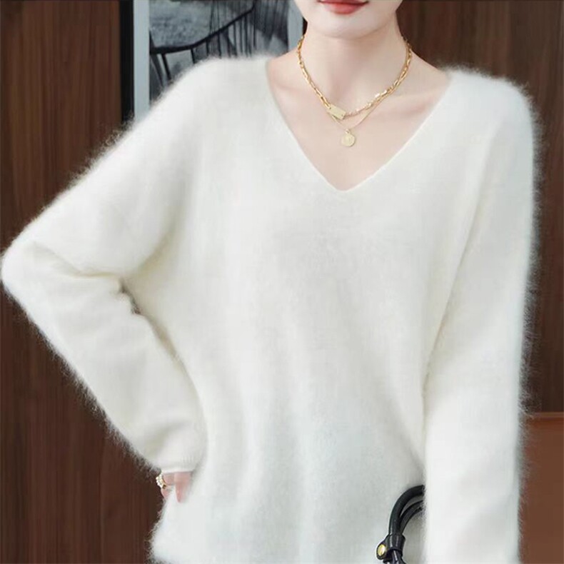 2025春秋新款羊绒衫女100纯羊绒纯色套头通勤保暖针织衫休闲上衣，女装羊毛衫，犀桦羊绒