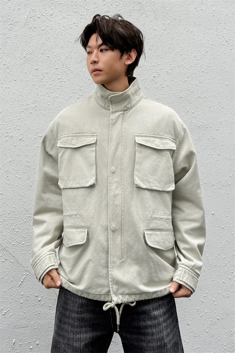 美式高街多口袋水洗翻领短款夹克工装外套A436-W993-P130188,男装夹克,电商A436