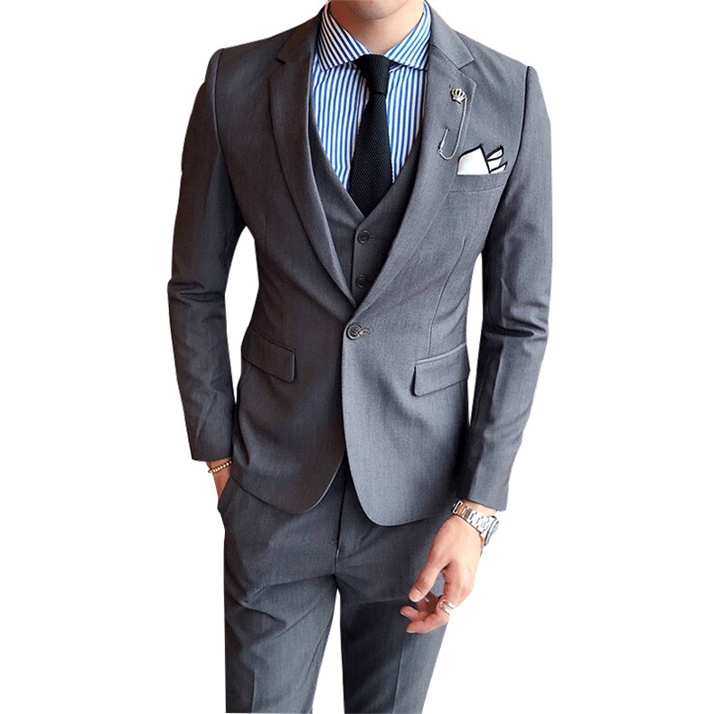 夏季薄款纯色西装礼服三件套西服商务SJT-W7012-P250,男装西服,星座1012