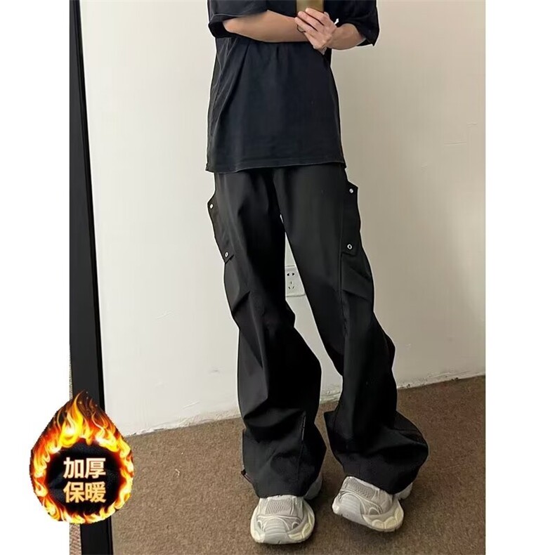 现货伞兵工装裤男女秋冬季宽松休闲裤痞帅阔腿直筒潮加绒加厚裤子，男装工装外套，星座302B