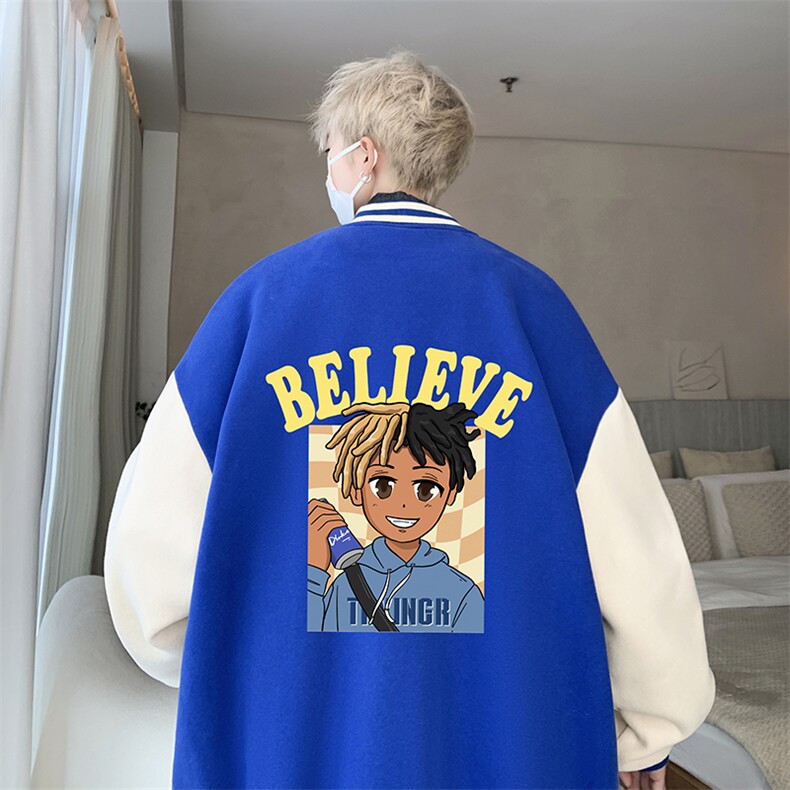 摇粒绒棒球服男大码开衫卫衣男夹克BF86271-P65,男装夹克,电商A040