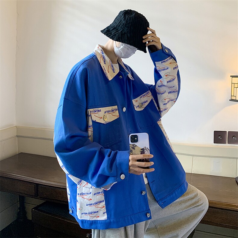 特批75cityboy街拍秋季翻领夹克男女外套港风拼接工装外套GJK222,男装夹克,电商B370