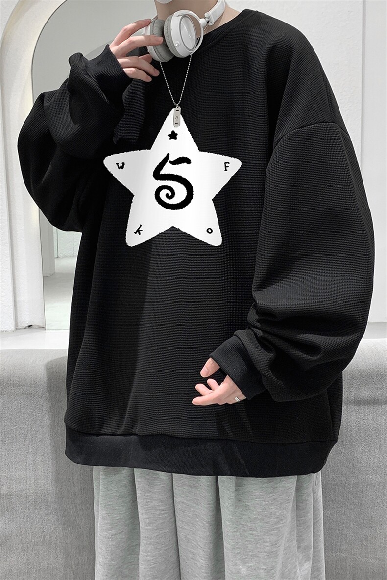 华夫格卫衣圆领卫衣男大码长袖t恤男外套HW76368-P30,男装卫衣,电商A040