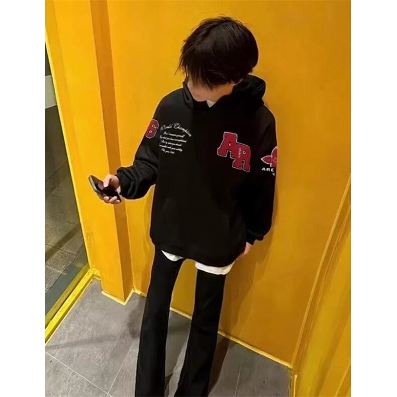 原创新美式潮刺绣连帽卫衣男女秋季情侣款宽松外套W022,女装短外套,星座1116A（原606A-3）