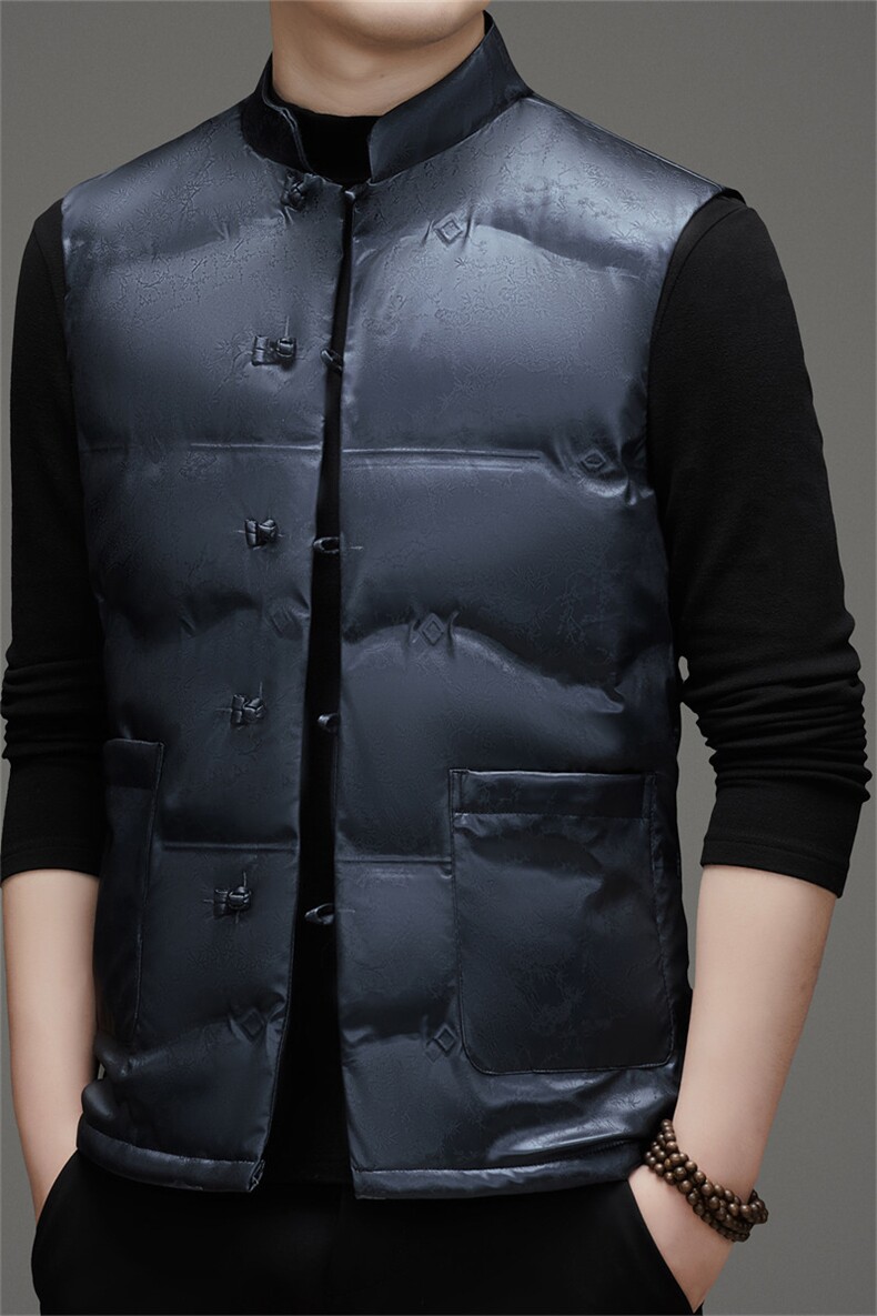 风羽绒服唐装马甲90绒羽绒服男复古盘扣中式唐装TR2816-P145,男装羽绒服,星座1105-3